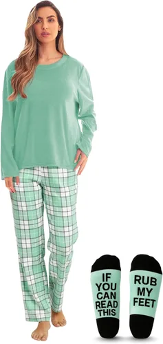 Vista 8 de Just Love Microfleece Womens Pajama Pants Set with Socks buffalo plaid rojo negro