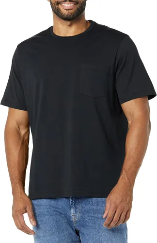 Vista 2 de Tienda Essentials Camisetas para hombre, ajuste regular, manga corta, bolsillo con cuello redondo, paquete de 2