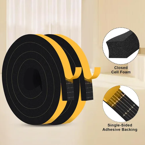 Vista 7 de Square Foam Weather Stripping for RV Doors & Extra Large Gaps 1x1In Sellos puertas de remolque, cámper y garaje, bloquea insectos, corrientes