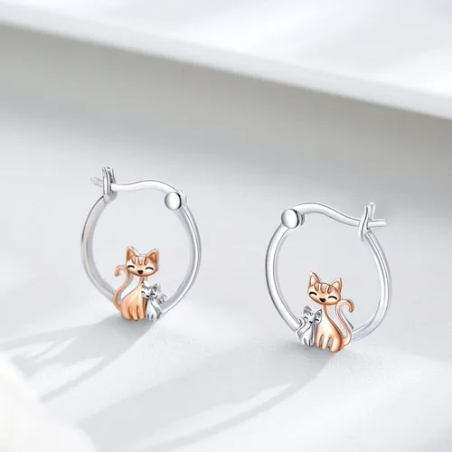 Vista 5 de Aretes de plata de ley con diseño de perezoso, caballo, búho, gato, miel, libélula, tiburón, delfín, tortuga, elefante, rana, perezoso, búho, koala