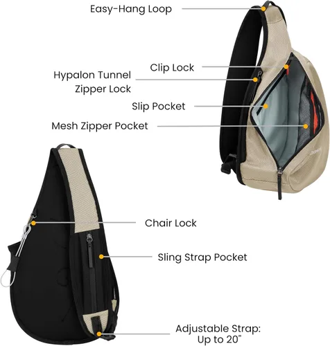Vista 4 de Sherpani Esprit, bolso bandolera antirrobo, mochila cruzada Beige