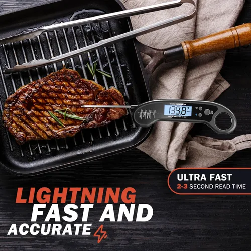 Vista 3 de Termómetro digital de carne, termómetro de carne de lectura instantánea para parrilla y cocina, con abridor de botellas, termómetro de alimentos