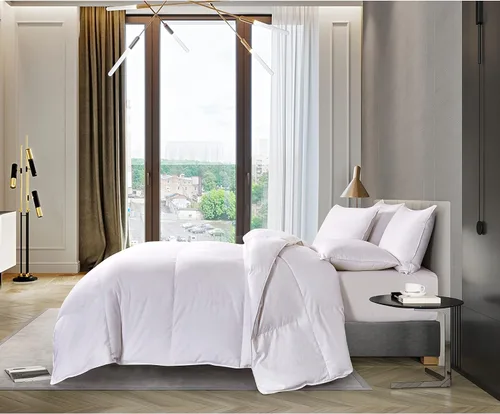 Vista 3 de Blue Ridge Home Fashions Edredón de plumón de ganso europeo de algodón egipcio de 1000 hilos, blanco, tamaño individual