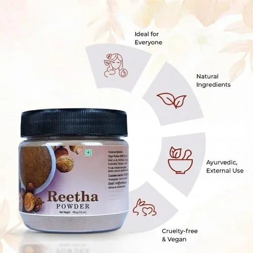 Vista 4 de Polvo de Reetha 100% natural puro para el cuidado del cabello, polvo de Reetha a base de hierbas (Sapindus Trifoliatus) para el cabello, polvo Ritha