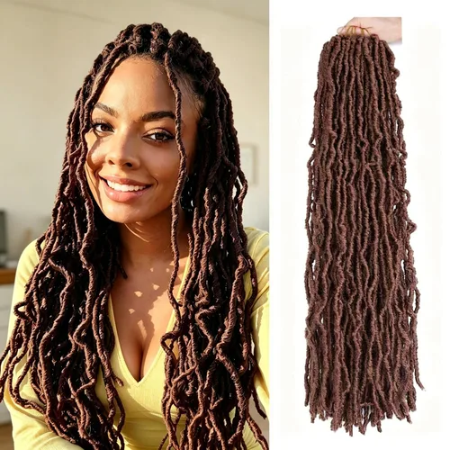 Vista 18 de 6 Paquetes Soft Locs Cabello de Ganchillo Pre Looped Faux Locs Trenzas de Ganchillo Goddess Locs Dreadlocs Cabello Sintético Para Mujeres Negras 1b