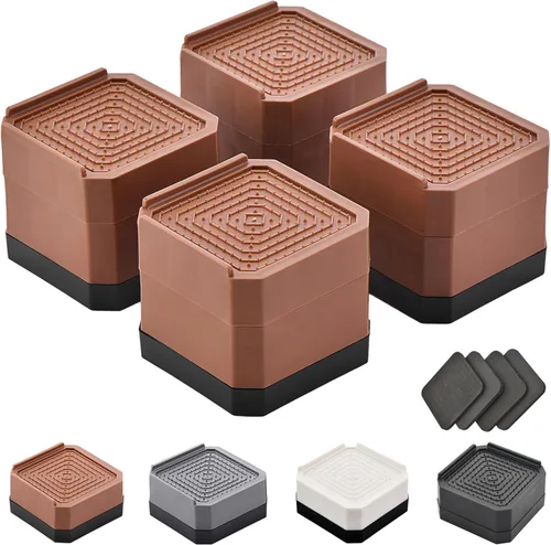 Vista 12 de EclatBain Elevadores rectangulares para cama, elevadores de muebles rectangulares de alta resistencia, con bloques ajustables de elevación de hasta