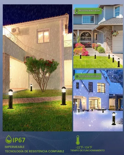 Vista 3 de Luces de camino al aire libre, 12V LED Bolardo luz, negro Negro clásico