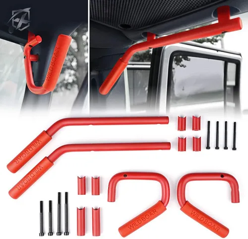 Vista 8 de Xprite Kit de 4 piezas de asas de agarre de aluminio delanteras y traseras, asas de barra de protección resistentes compatibles con 2007-2018 Jeep