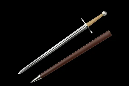 Vista 3 de Espada medieval hecha a mano completa de acero de alto carbono, hoja afilada, pomo de acero inoxidable, borde afilado para colección