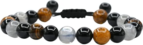 Vista 10 de Amazing Gemstone Pulsera de control de ira – Howlita Amazonita Lava Juego de pulseras para hombres y mujeres, curativa, calmante, ansiedad, alivio