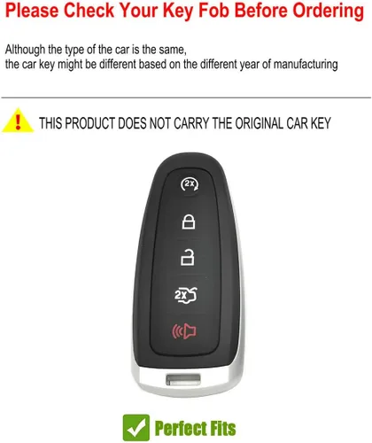 Vista 2 de Funda para llavero Ford Escape compatible con Explorer Focus Lincoln Metal Remote Case Keychian - Llavero inteligente para coche, compatible