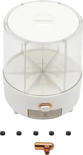 Vista 8 de Dispensador de arroz, dispensador de cereales giratorio de 360° con tapa, organizador de almacenamiento de granos para encimera de cocina, alimentos