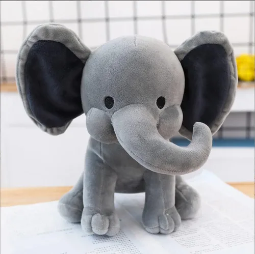 Vista 2 de NatureMan Animales de peluche de elefante, peluches kawaii, juguetes de peluche para bebés, niños y niñas, ideal para guardería, decoración de gris