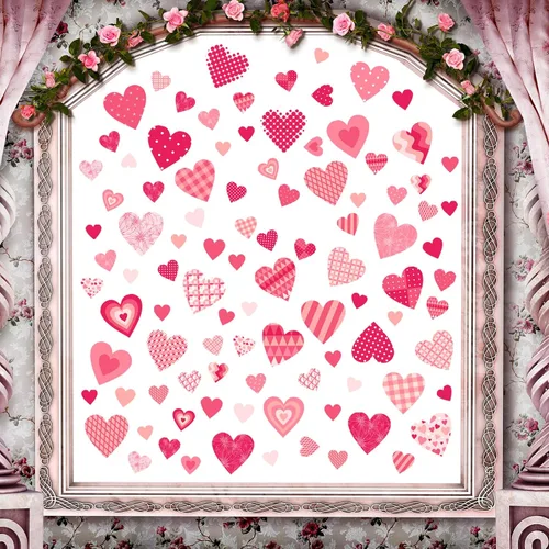 Vista 12 de Calcomanías de pared para el día de San Valentín, diseño de corazón rojo y huella, recuerdo de fiesta para ventana, pared, suelo, boda, aniversario