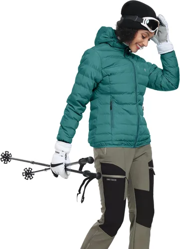 Vista 7 de Little Donkey Andy Women's Lightweight Puffer Jacket Hooded Windproof Winter Coat jaspeado (Baltic Heather)