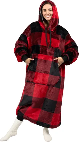 Vista 10 de PAVILIA Manta con Capucha para Mujeres, Manta Sherpa Usable para Hombres, Sudadera Cálida de Gran Tamaño, Manta con Capucha y Suéter, Negro