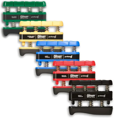 Vista 9 de Prohands Gripmaster - Ejercitador de mano (fortalecedor de agarre de mano), con resorte, sistema de pistón de dedos, aislamiento y ejercicio de cada