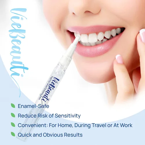 Vista 6 de VieBeauti Paquete de blanqueamiento dental – 4 bolígrafos blanqueadores y kit de blanqueamiento LED con gel remineralizante – Blanqueamiento dental