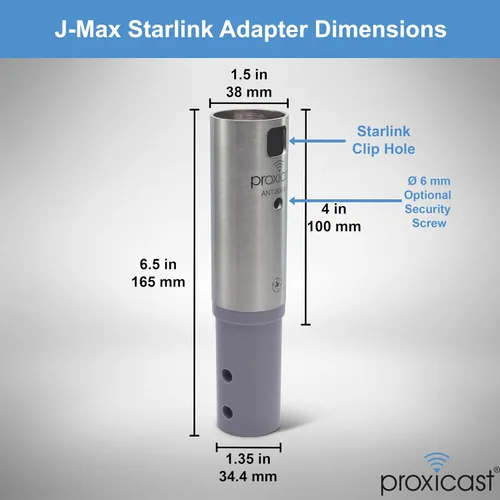 Vista 3 de Proxicast Adaptador de Antena Starlink para Monturas de Antena J-Max - Acoplador de Acero Inoxidable para Antena de Plato Satelital Rectangular