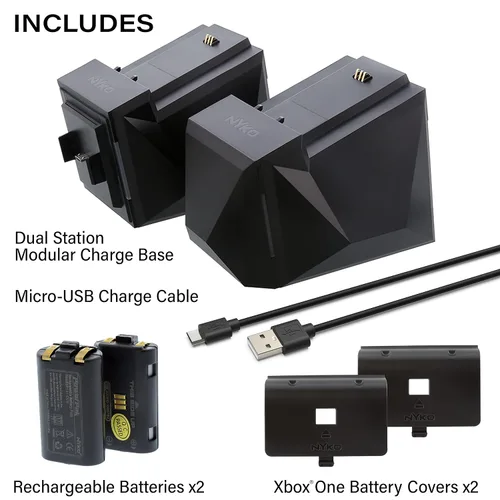Vista 7 de Nyko Xbox One Power Kit Plus - Rechargeable Battery Kit with 2 Batteries, Micro-USB Charge Cable Not Compatible with Xbox SX Not Compatible with