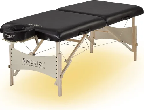 Vista 6 de Master Massage Balboa portátil de 30 pulgadas para masaje y ejercicio, cama de belleza en brillo negro con sistema de iluminación ambiental