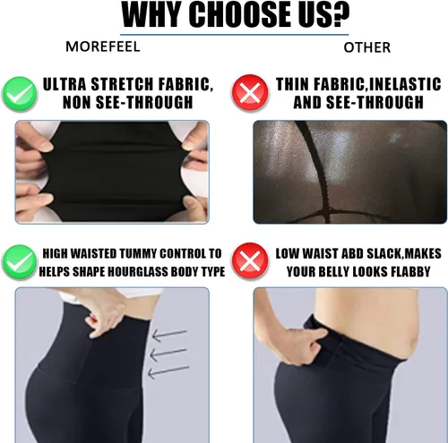 Vista 5 de Paquete de 4 leggings para mujer, levantamiento de glúteos, cintura alta, control de abdomen, adelgazantes, color negro, no transparente, pantalones