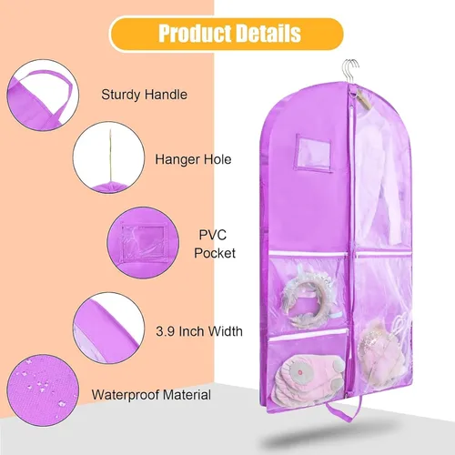 Vista 3 de Bolsa de ropa para disfraces de baile, bolsas de ropa de 40 pulgadas para bailarines para colgar ropa y almacenamiento de viajes, bolsas de recital