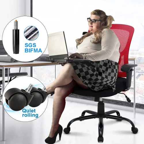 Vista 7 de Silla de oficina grande y alta, silla de computadora resistente de 400 libras con soporte lumbar, sillas ergonómicas de malla giratoria de respaldo