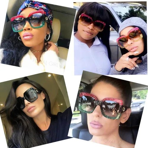 Vista 2 de MEETSUN Gafas de sol cuadradas de gran tamaño para mujer, inspiradas en varios colores, modernas sombras