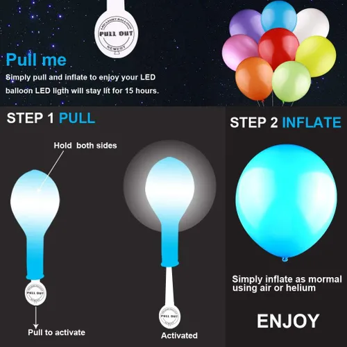 Vista 5 de Paquete de 30 globos LED, luces blancas para fiesta de cumpleaños y decoración de bodas Blanco 30
