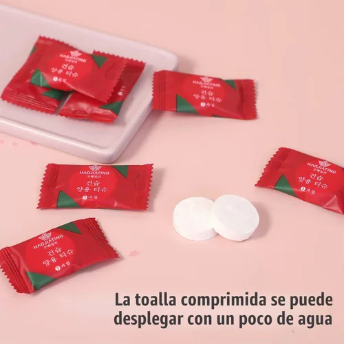 Vista 8 de 100 toallas comprimidas, toalla comprimida desechable, toalla comprimida para manos, toalla de campamento, tejido de monedas comprimido portátil