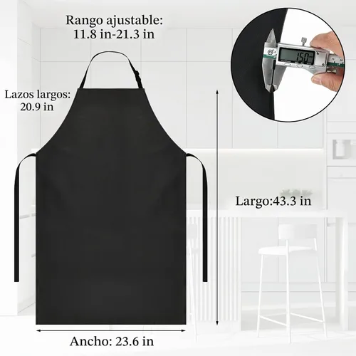 Vista 2 de PEASUG Delantal de carnicero impermeable ajustable de 43 x 23 pulgadas para jardín de cocina Correas ajustables para un ajuste cómodo, fácil