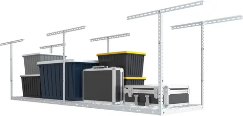 Vista 24 de FLEXIMOUNTS Estante de almacenamiento de techo de garaje de 3x8, sistema de organización de garaje ajustable, metal resistente, capacidad