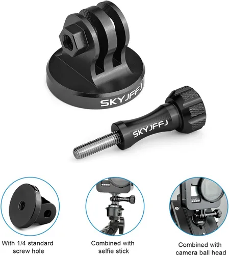 Vista 2 de Adaptador de trípode de aluminio para montaje monopie con tornillo de pulgar CNC de aluminio compatible con Gopro Hero 13 12 11 10 9 8 DJI Osmo Rojo