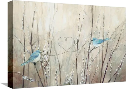Vista 14 de ART.COM Lienzo enmarcado para pared, cuerda neutra de pájaros bonitos por Julia Purinton, decoración de animales, 18 x 12 pulgadas, marco negro