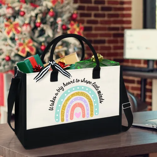 Vista 5 de Regalo para mujeres, mamá, profesora, regalos de cumpleaños para jefa, amiga, compañera de trabajo, bolsa de lona de 13 onzas con cremallera