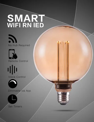 Vista 6 de Bombilla Inteligente WiFi Globo Decorativo LED Regulable LED Ámbar G125 Ámbar 4.9 pulgadas