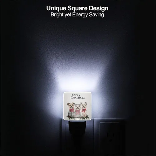 Vista 4 de Juego de 2 lámparas LED de noche enchufables para perros de Navidad, juego de 2 luces nocturnas de emergencia con sensor automático para dormitorio