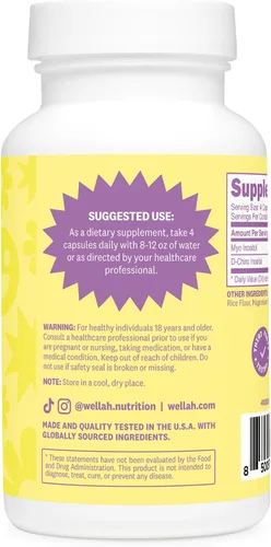 Vista 3 de Wellah Myo & D-Chiro Inositol para mujer 120 cápsulas, 30 porciones