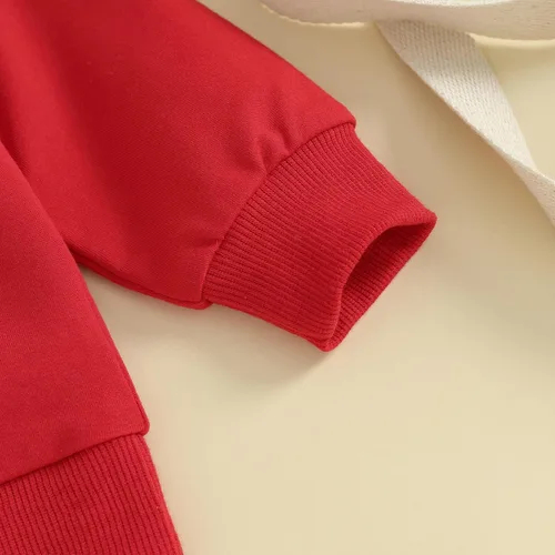 Vista 5 de AEEMCEM Conjunto de sudadera con estampado de letras para el día de San Valentín para bebé, 2 piezas, ropa de San Valentín