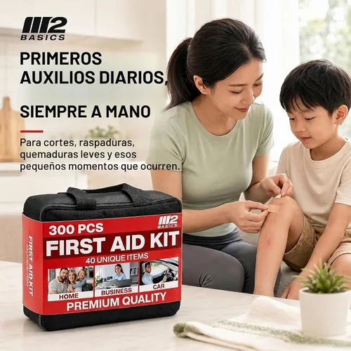 Vista 3 de M2 BASICS Kit de primeros auxilios de 300 piezas con bolsa duradera