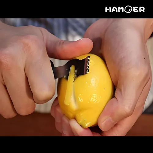 Vista 4 de Lemon Citrus Zester & Channel Knife Juego de 2 herramientas con una caja de almacenamiento Lemon twist Tool,U-Shaped Stainless Steel Blade,Carving