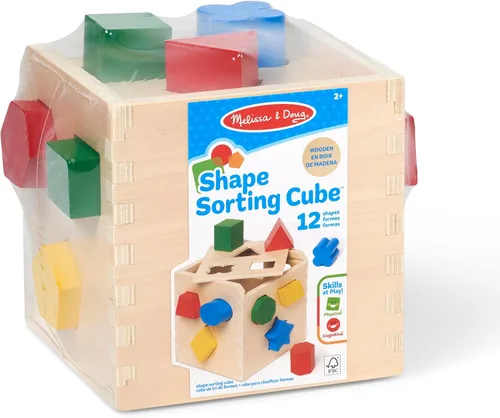Vista 3 de Melissa & Doug Cubos de formas de Clasificación Clásico Juguete de Madera, Juguete de Desarrollo, Forma Fácil de Agarre, Construcción de Madera