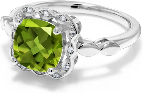 Vista 103 de Gem Stone King Anillo de compromiso de plata de ley 925 de 0.315 in con piedra natal y zafiro blanco creado Anillo de compromiso de boda