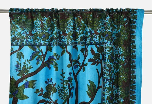 Vista 6 de Popular Handicrafts Paneles de Cortina Mandala Tie Dye del Hermoso Árbol de la Vida Hippie Bohemio Indio Turquesa