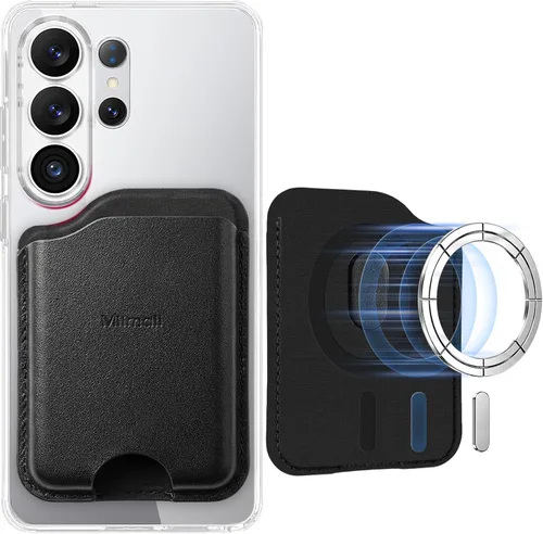 Vista 10 de Miimall for Leather MagSafe Wallet for Samsung Galaxy S26/S25 Series, Z Fold 7/6, Dual Magnet on Both Sided Phone Wallet for Google Pixel