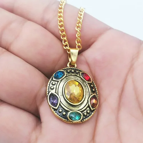 Vista 6 de PILLOBOX Thanos Infinity Guantelete Collar Joyería Colgante Juguetes Regalos Para NiñoNiñaHijoHija Metal