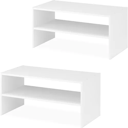 Vista 13 de Whitmor - Estante para zapatos apilable de madera con 2 estantes, nogal, 61 centímetros, paquete de 2