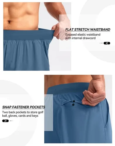 Vista 5 de Pudolla Men's Runing Athletic Shorts 7 Inch Lightweight Workout Shorts for Men Summer Gym Casual with Zipper Pocket