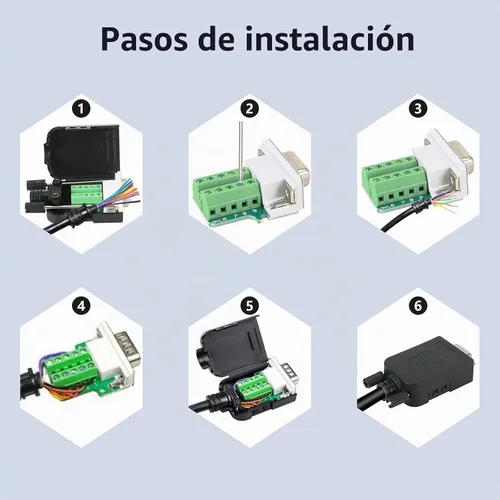 Vista 5 de DB9 Conector sin soldadura (2 machos+2 hembras), DB9 conector de ruptura RS232 D-SUB serie a terminal de puerto de 9 pines con estuche